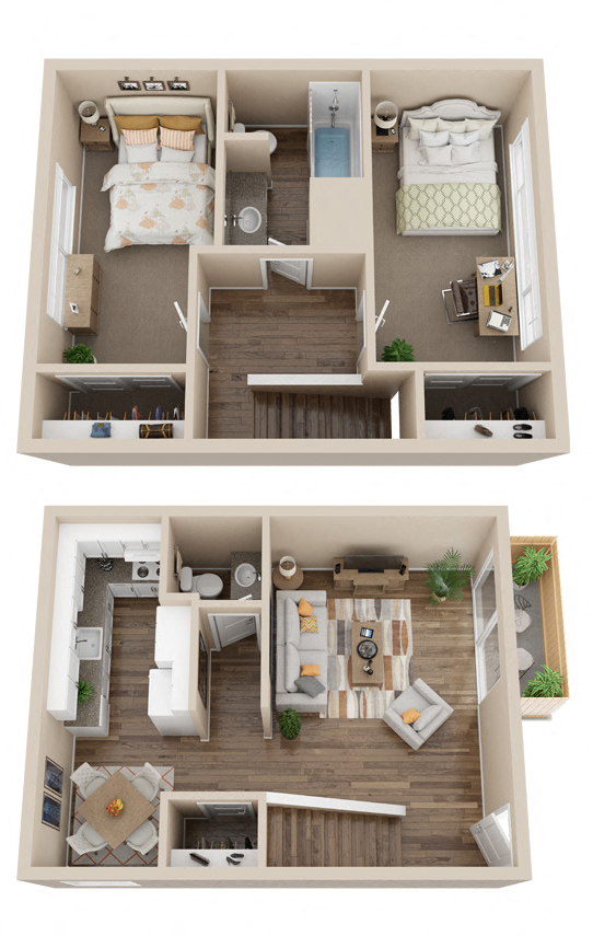 2 Bedroom 1 bath Floor Plan A at Woodland Village Apartments , Woodland, CA 95695